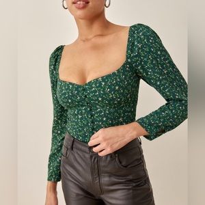 Reformation Clio Top in Coriander